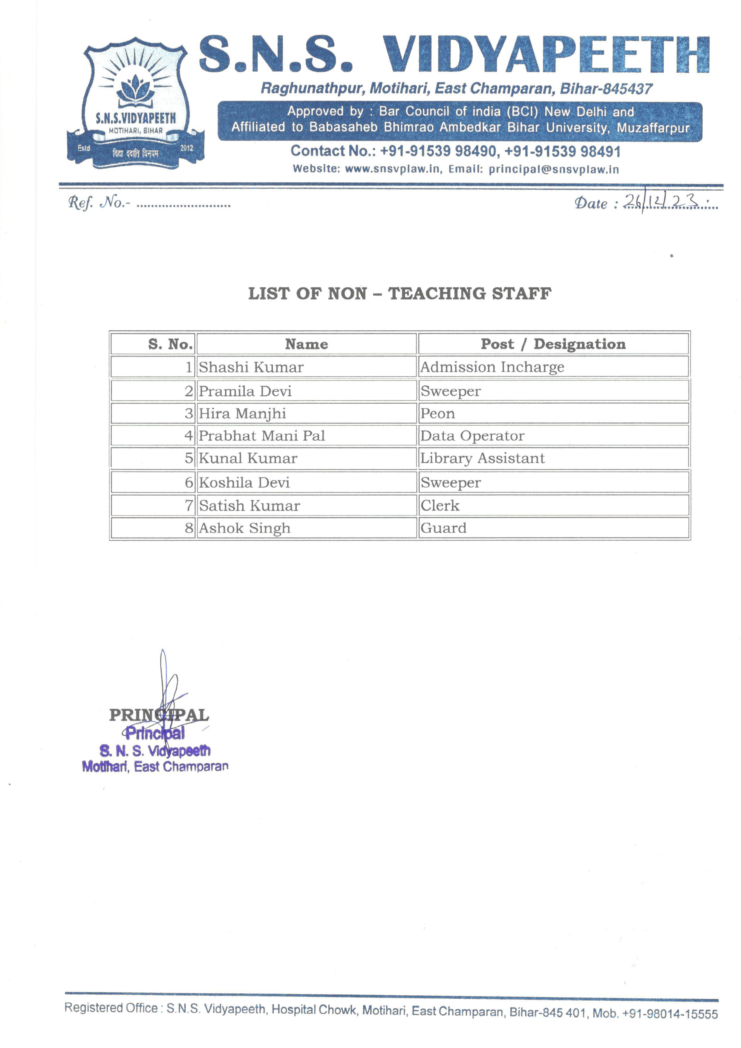 Non Teaching Staff